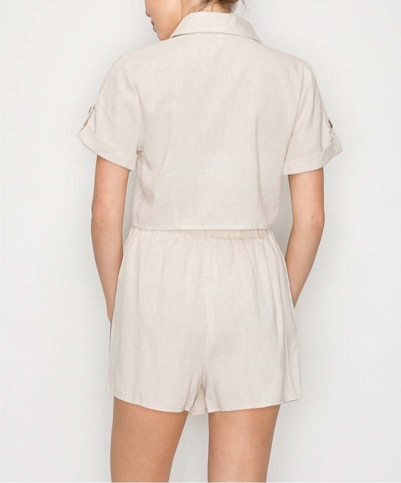 Linen button up & shorts Set