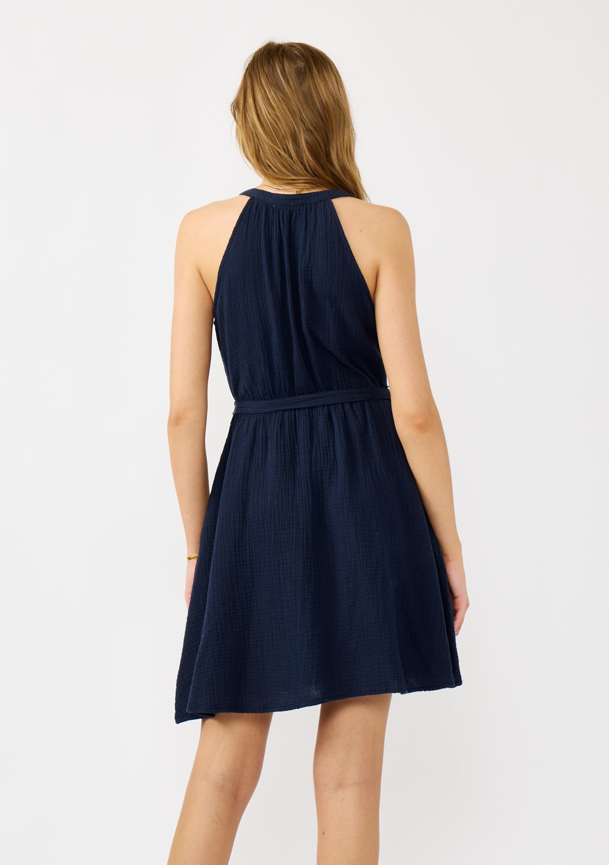 Sleeveless button front mini dress