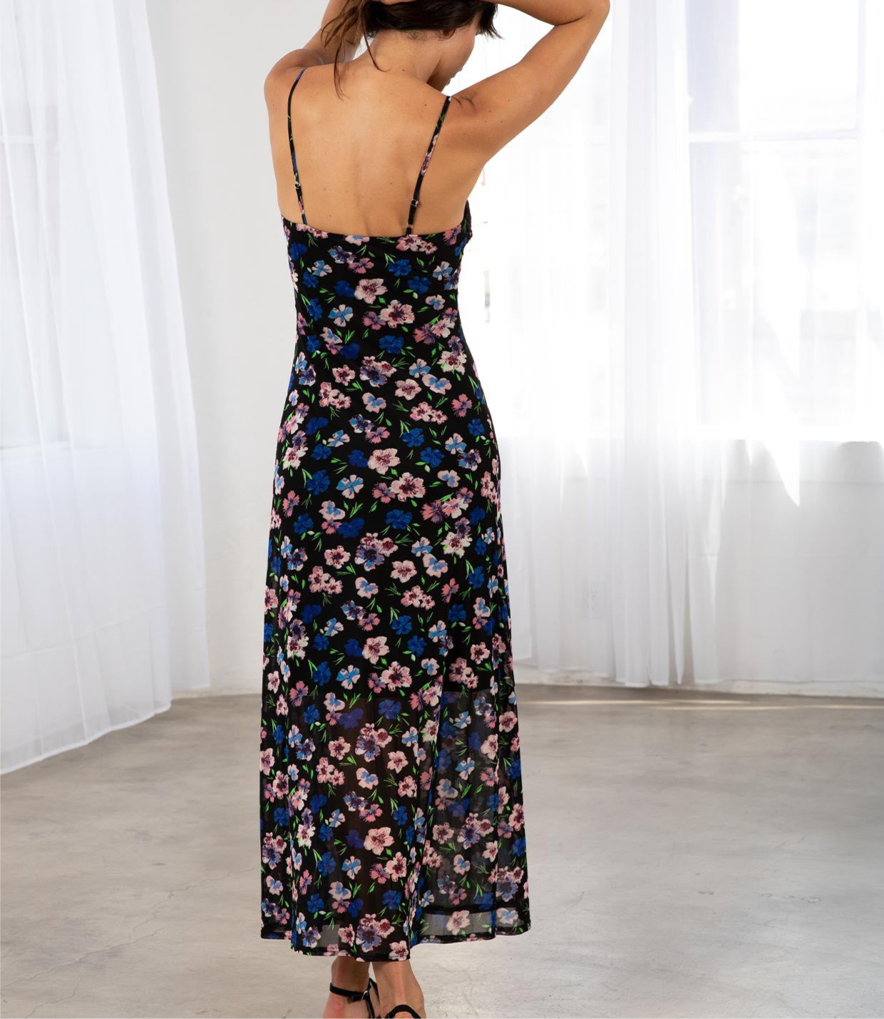 Lace trimmed maxi dress