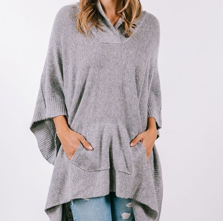Heather Grey Poncho