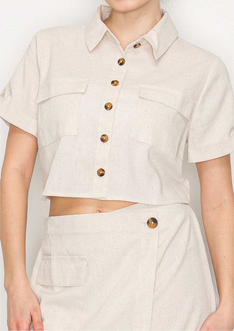 Linen button up & shorts Set