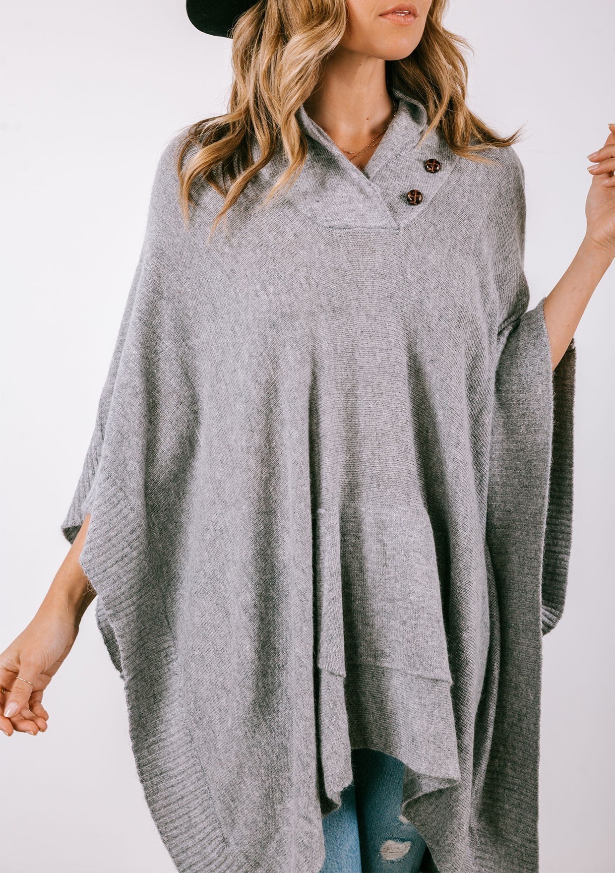 Heather Grey Poncho