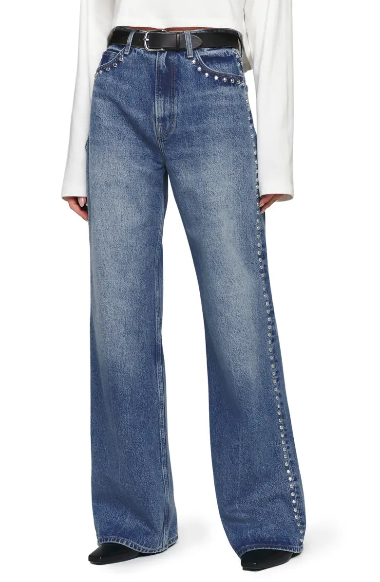 High Rise studded wide leg