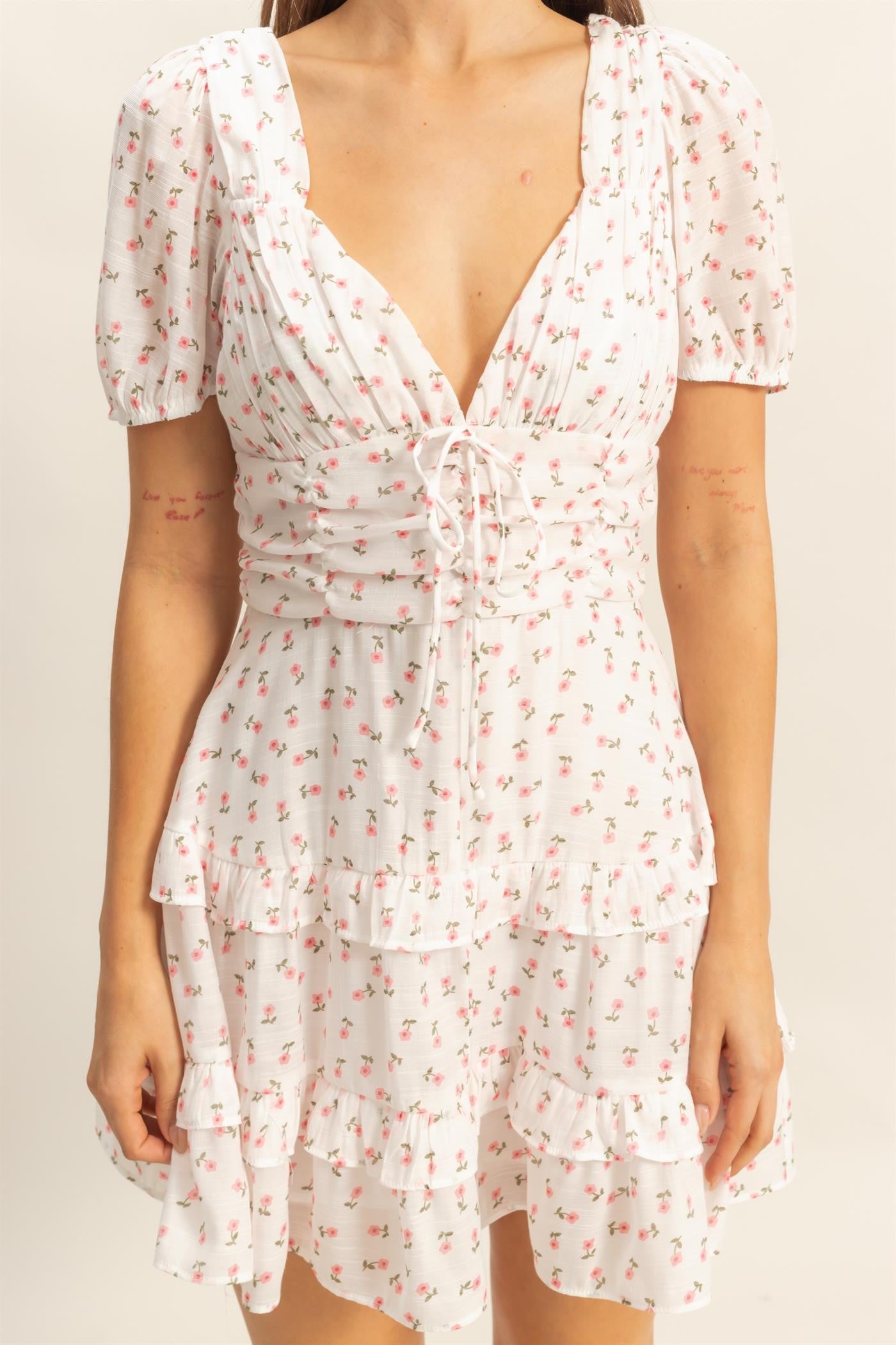 Floral ruffle two tier dress