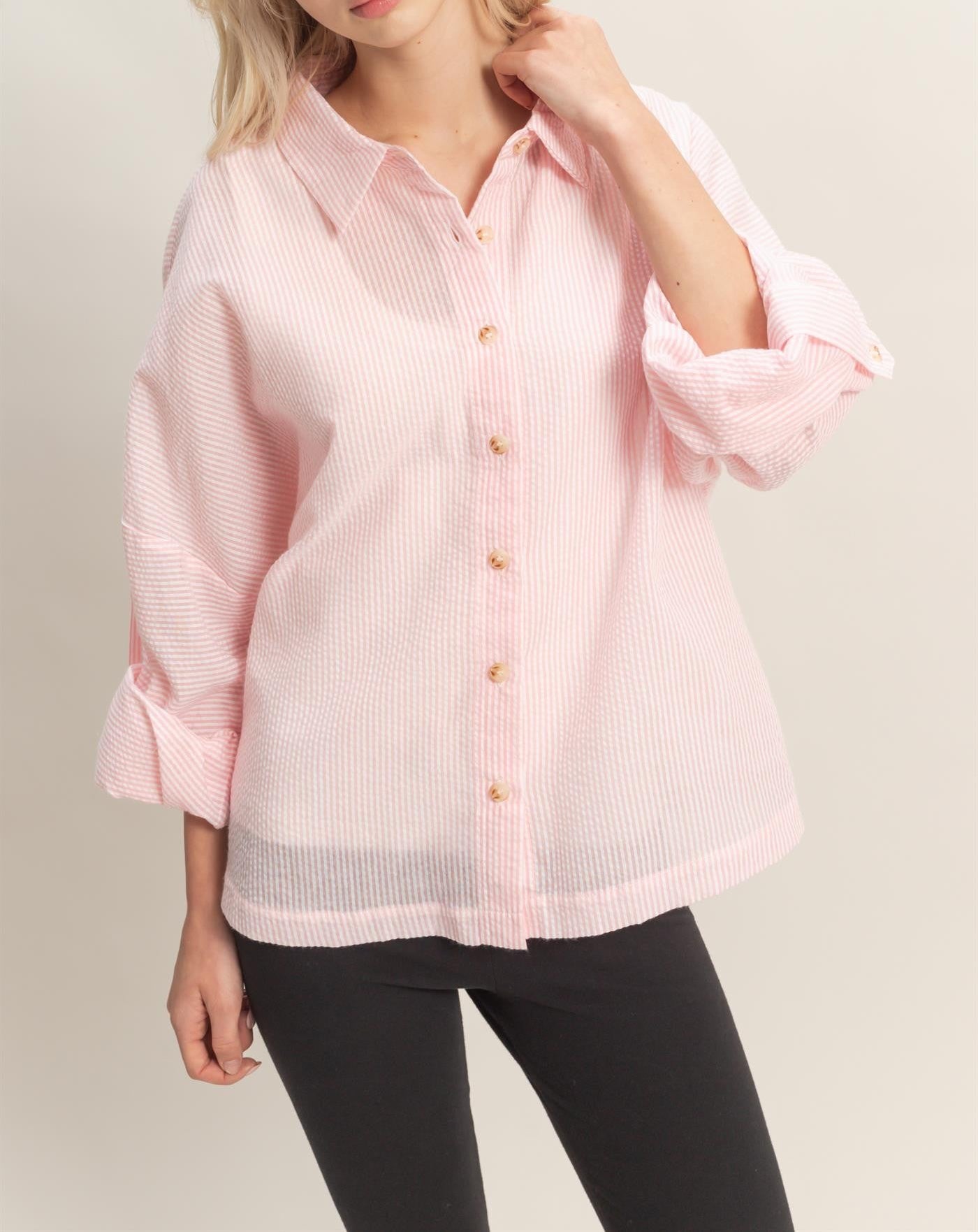 striped button up