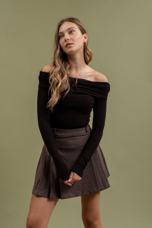 Off The Shoulder Fold Over Top