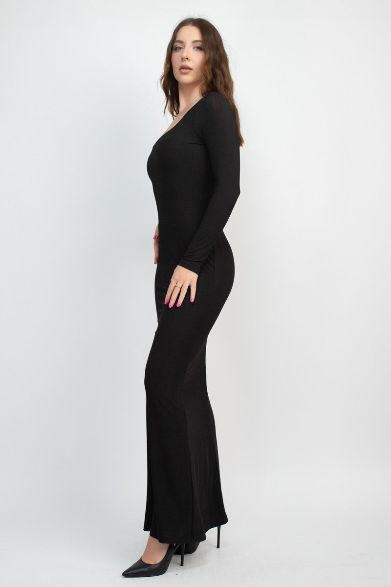 Black thin ribbed Maxi Dress