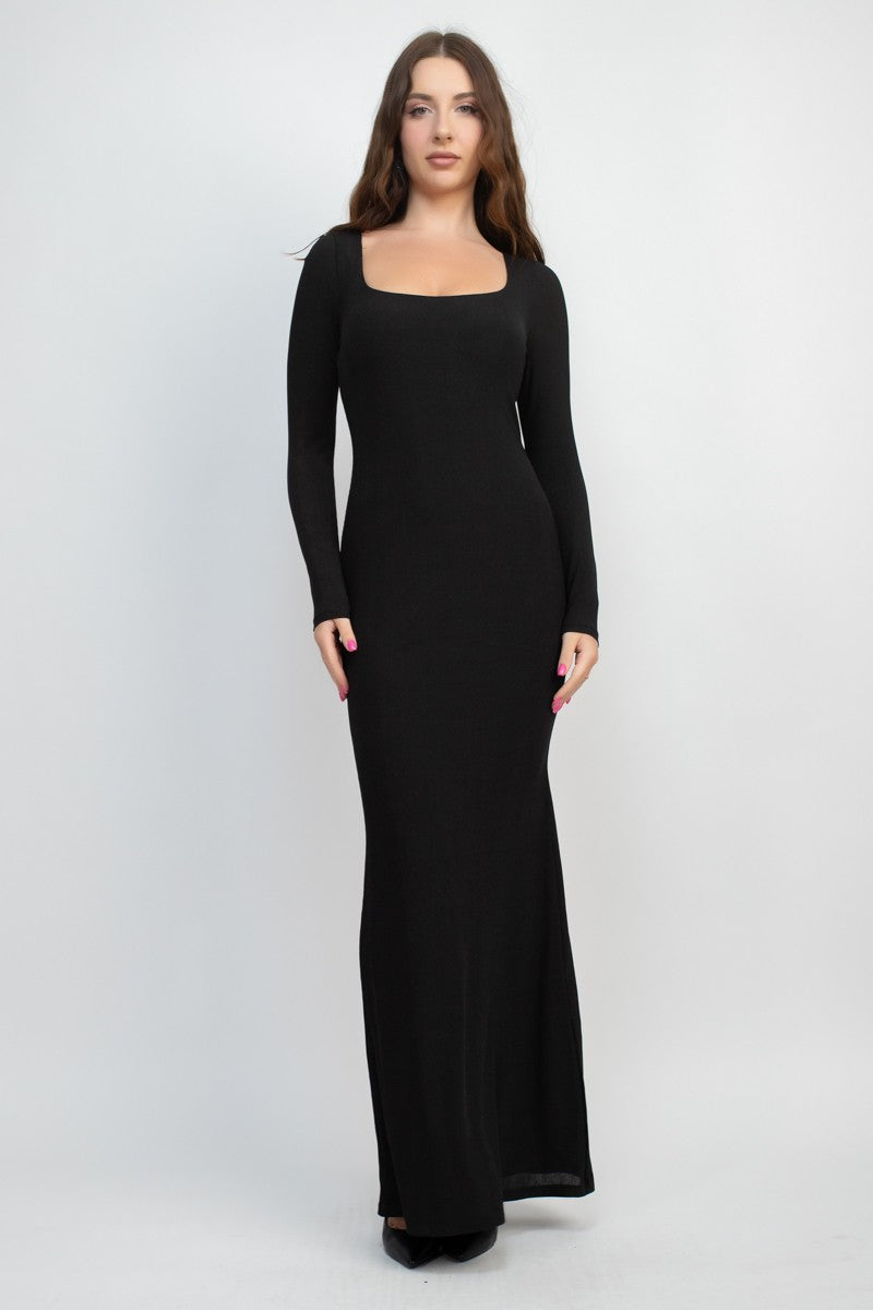 Black thin ribbed Maxi Dress