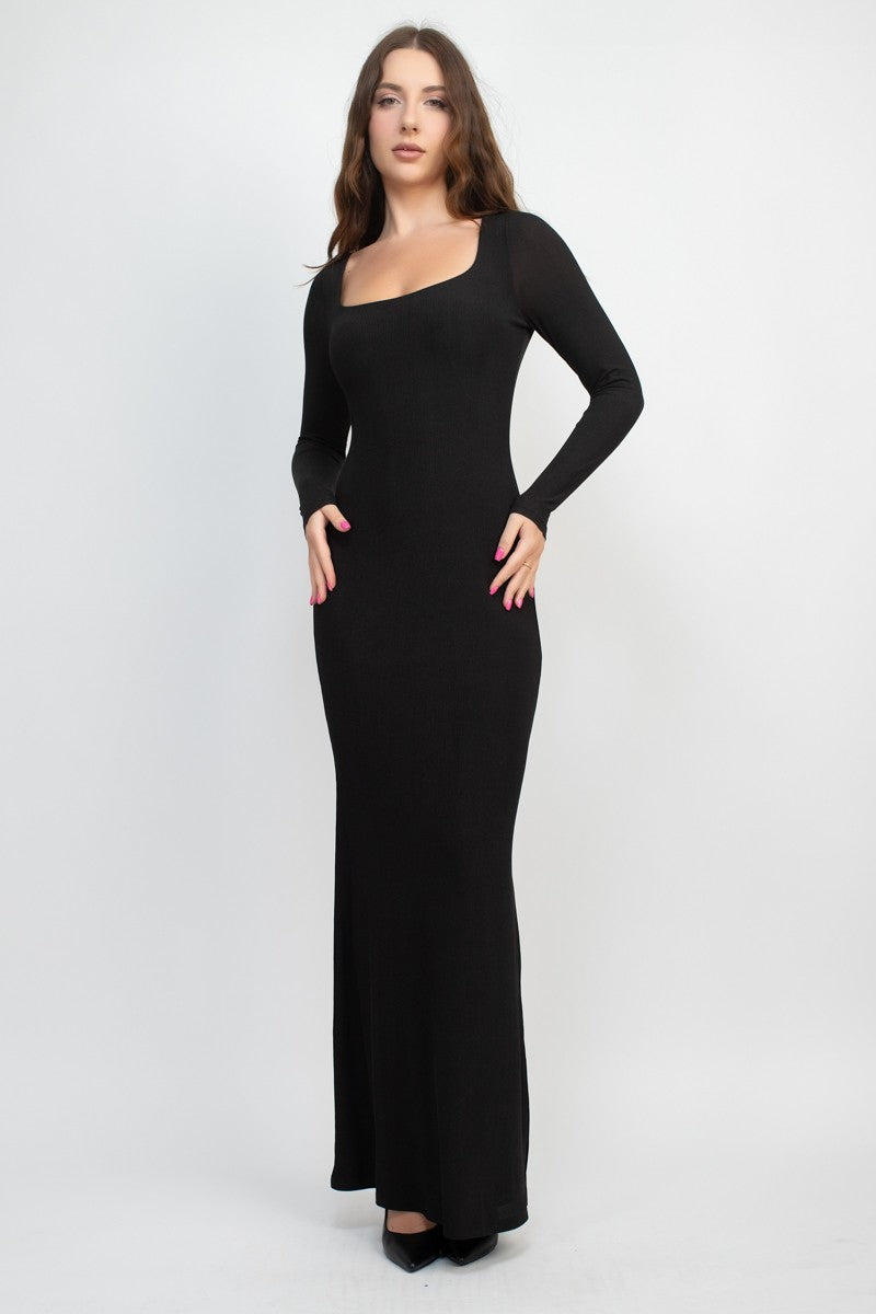Black thin ribbed Maxi Dress