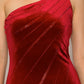 velvet one shoulder dress
