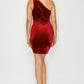 velvet one shoulder dress