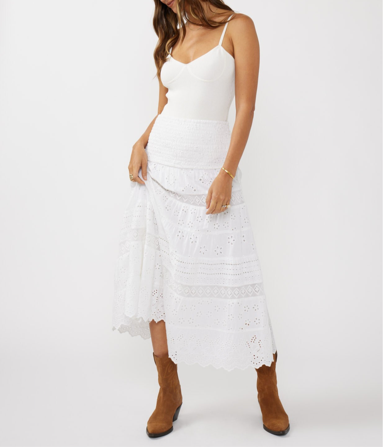 Strapless eyelet dress