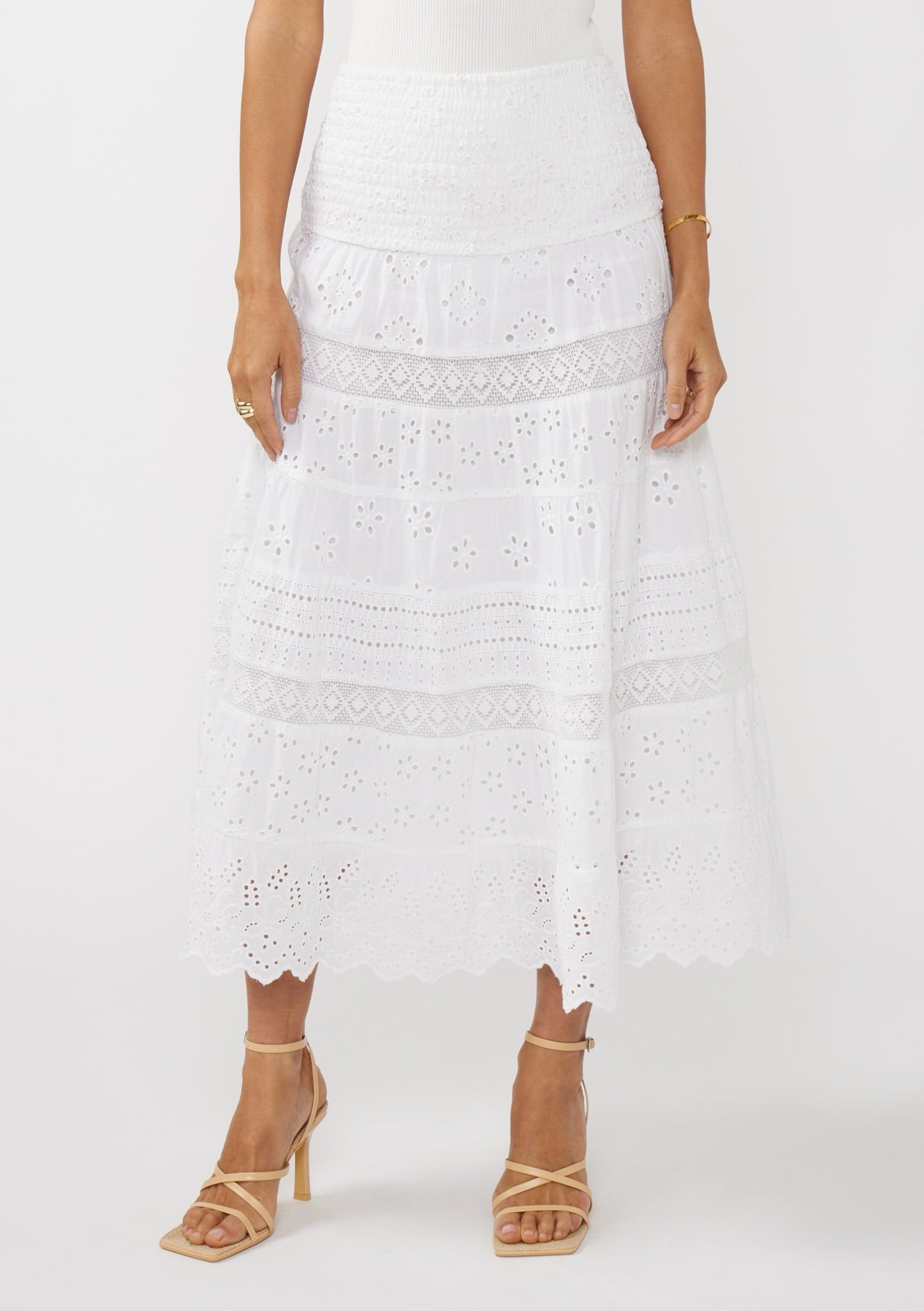 Strapless eyelet dress