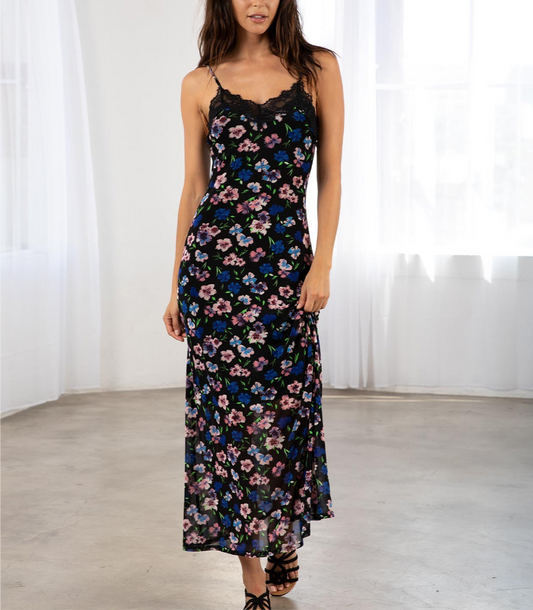Lace trimmed maxi dress