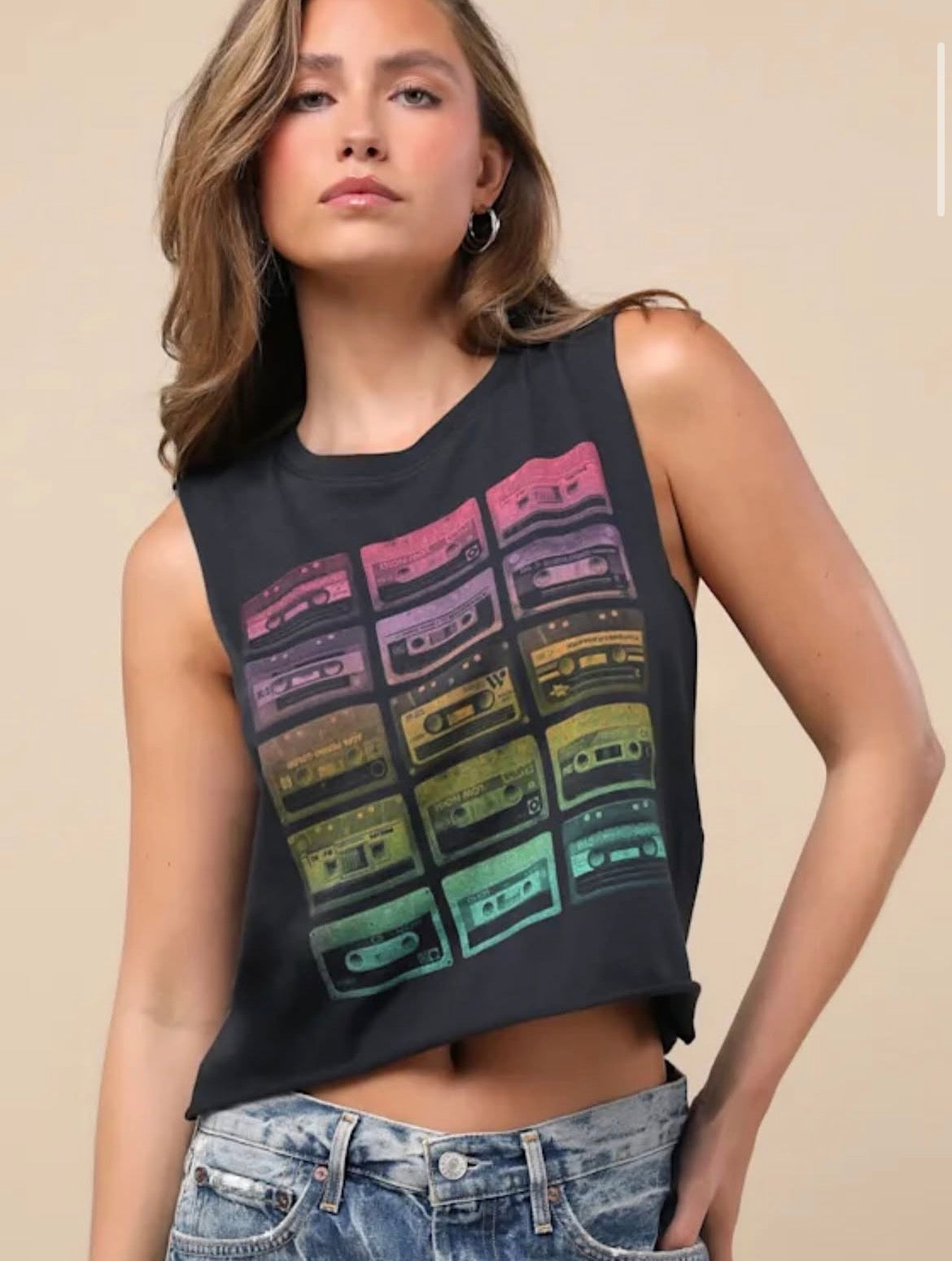 Cassette tape muscle tee