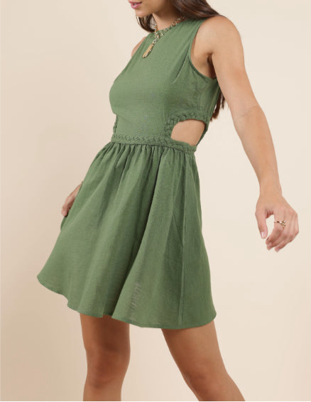 Green Cutout Mini Dress