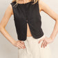 sleeveless front button top