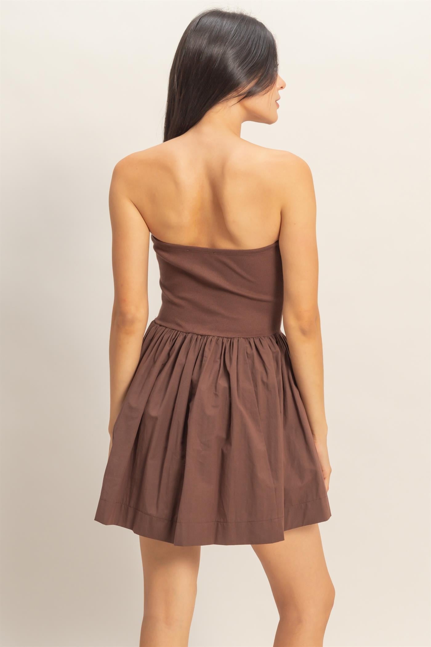 strapless short dress pockets