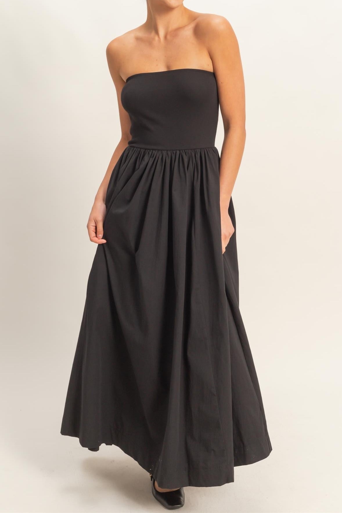 strapless midi dress