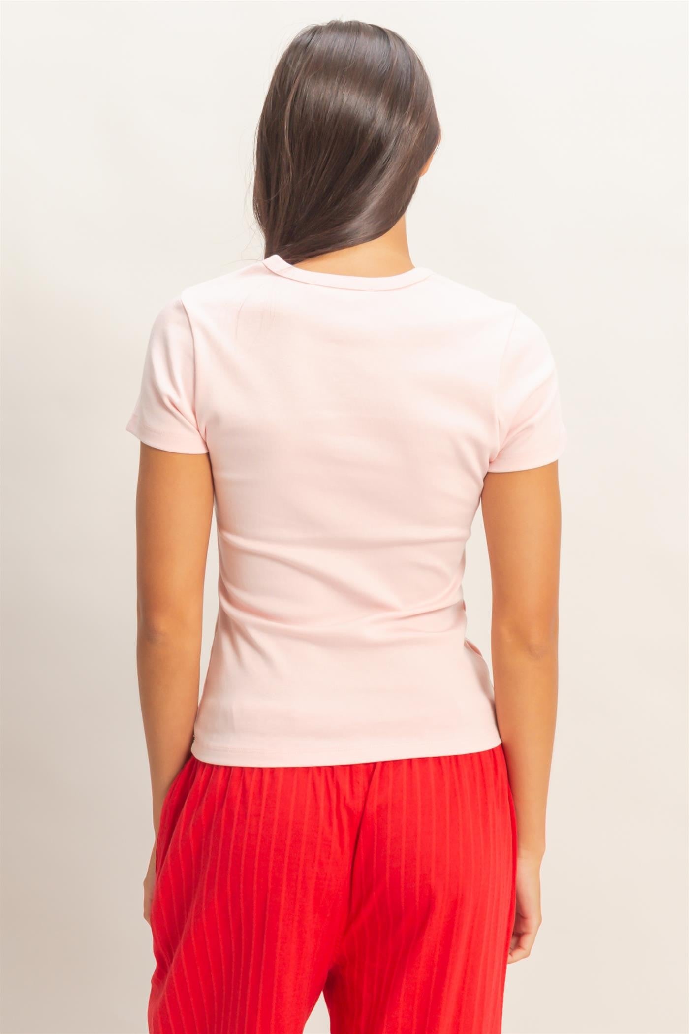 crew neck short sleeve top