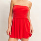 strapless shirred romper
