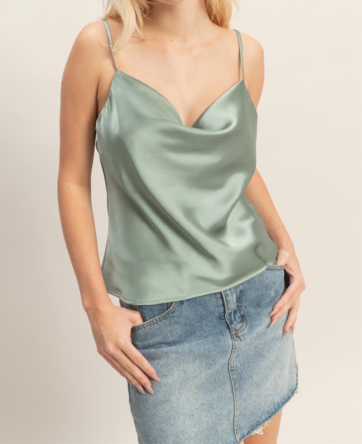 ￼ Satin draped top￼