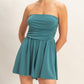 strapless shirred romper